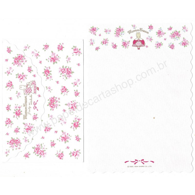 Ano 1994. Conjunto de Papel de Carta Marron Cream PRS Vintage Sanrio