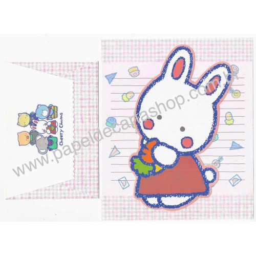 Ano 1985. Conjunto de Papel de Carta Cheery Chums Vintage Sanrio