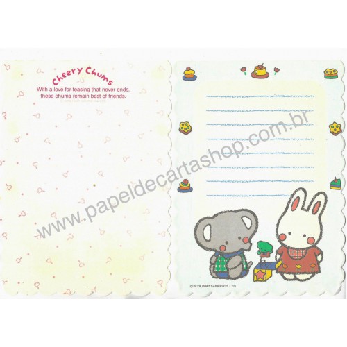 Ano 1987. Conjunto de Papel de Carta Cheery Chums Vintage Sanrio