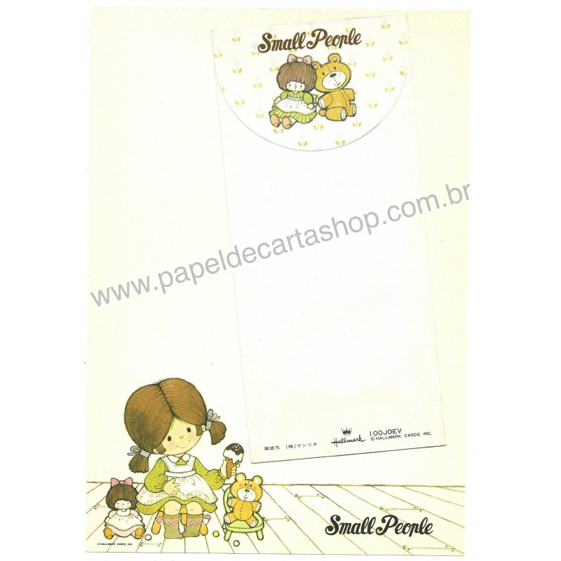 Ano 1976. Conjunto de Papel de Carta Small People M Hallmark-Sanrio