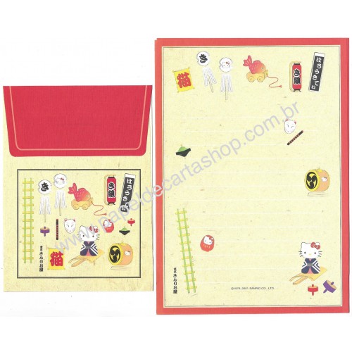 Ano 2001. Conjunto de Papel de Carta GOTŌCHI Kitty CVM SANRIO