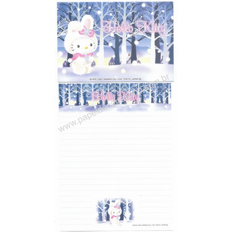Ano 2001. Conjunto de Papel de Carta Gotōchi Kitty Regional Snow