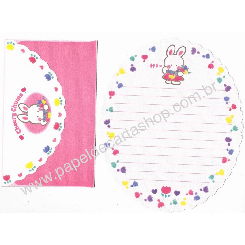 Ano 1992. Conjunto de Papel de Carta Cheery Chums Vintage Sanrio