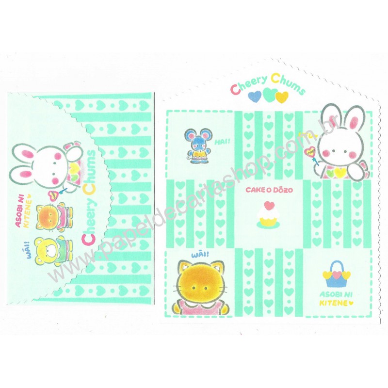 Ano 1994. Conjunto de Papel de Carta Cheery Chums CVD Vintage Sanrio