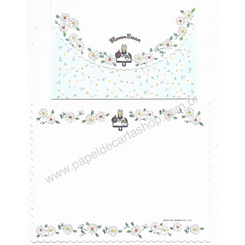 Ano 1994. Conjunto de Papel de Carta Marron Cream FL CAZ Vintage Sanrio