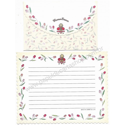 Ano 1994. Conjunto de Papel de Carta Marron Cream FL CLA Vintage Sanrio