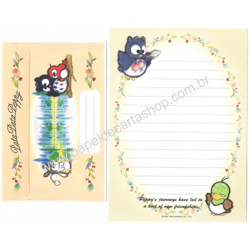 Ano 1995. Conjunto de Papel de Carta PataPataPeppy CAM Vintage Sanrio