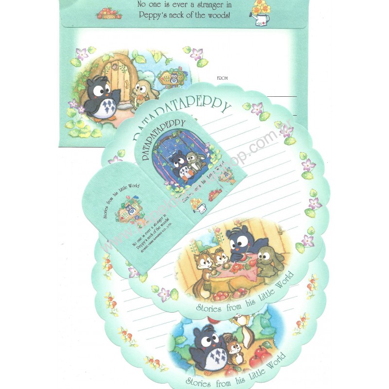 Ano 1996. Conjunto de Papel de Carta Patapatapeppy GOD Vintage Sanrio