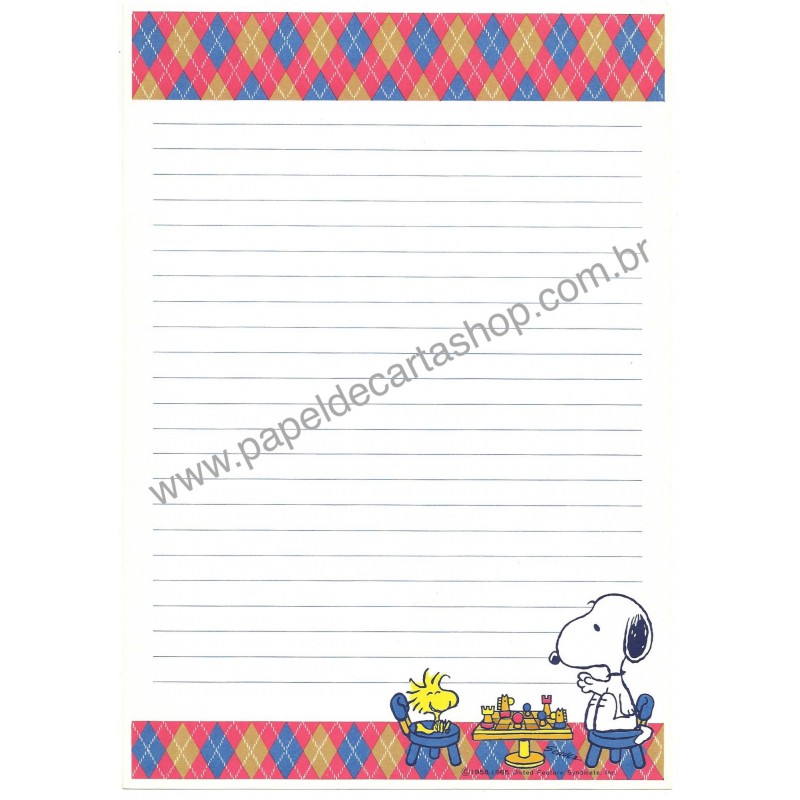 Papel de Carta Snoopy & Woodstock Chess Vintage Hallmark Japan