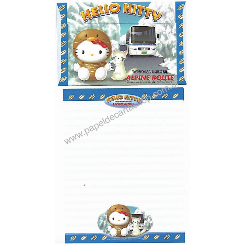 Ano 2003. Conjunto de Papel de Carta Gotōchi Kitty Alpine Route Sanrio