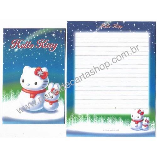 Ano 2000. Conjunto de Papel de Carta Hello Kitty Snow Sanrio