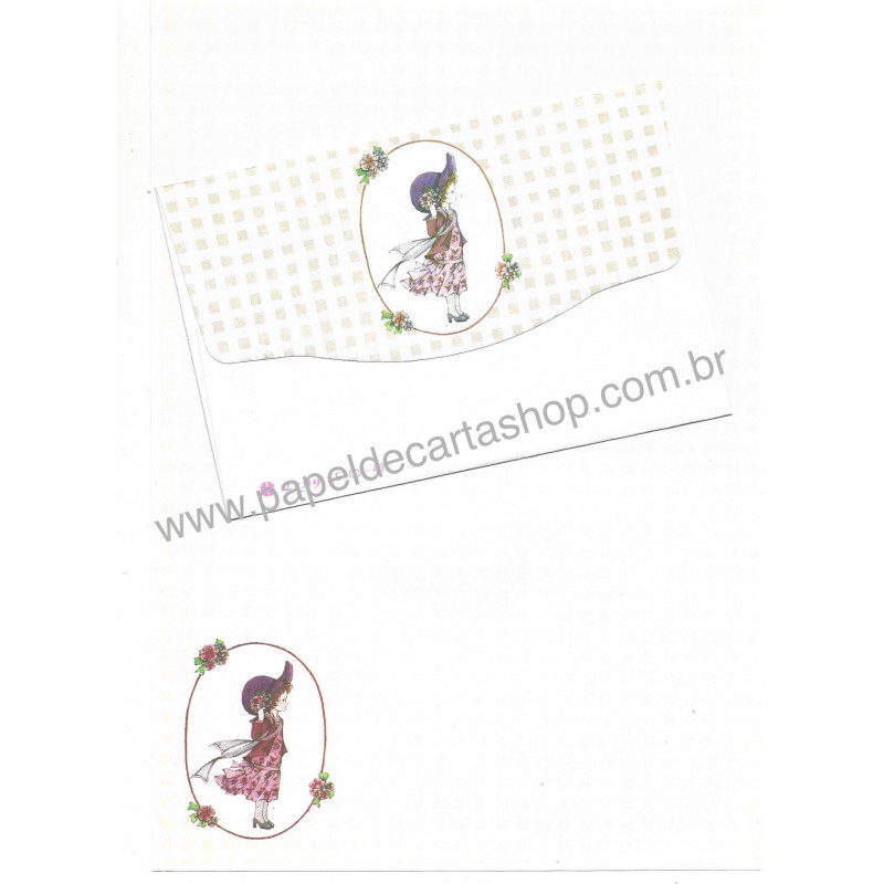 Conjunto de Papel de Carta Antigo Importado Lady XDZ Japão