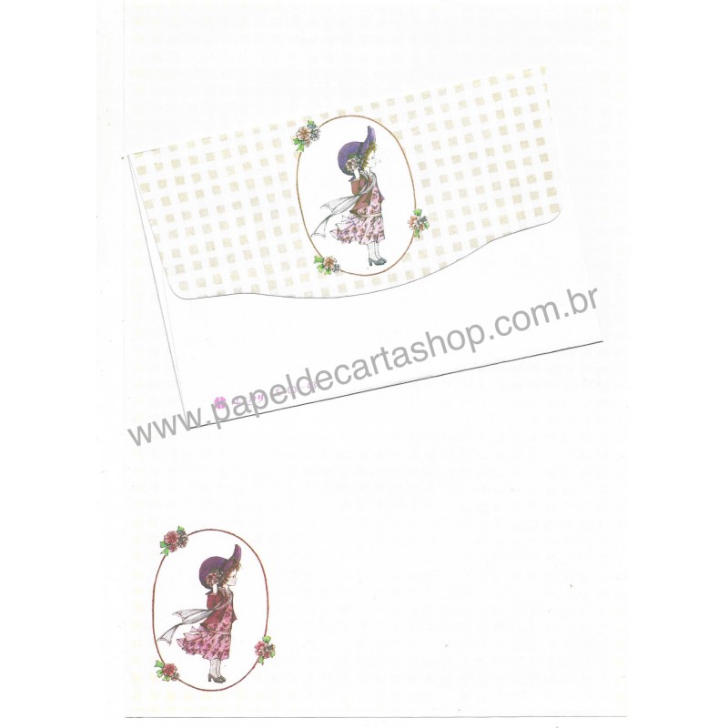 Conjunto de Papel de Carta Antigo Importado Lady XDZ Japão