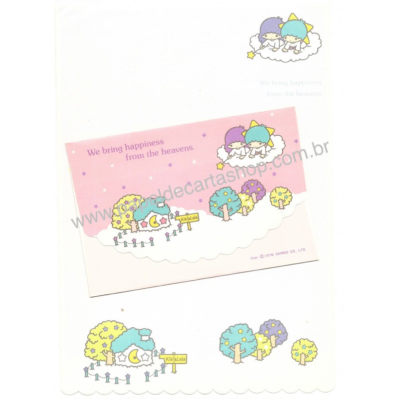 Ano 1976. Conjunto de Papel de Carta Little Twin Stars CRS Sanrio