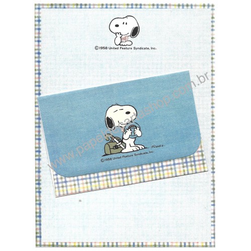 Conjunto de Papel de Carta Original Antigo Snoopy Travel Hallmark Japão
