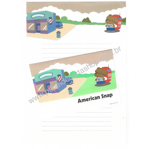 Conjunto de Papel de Carta Antigo American Snap San-X Japan