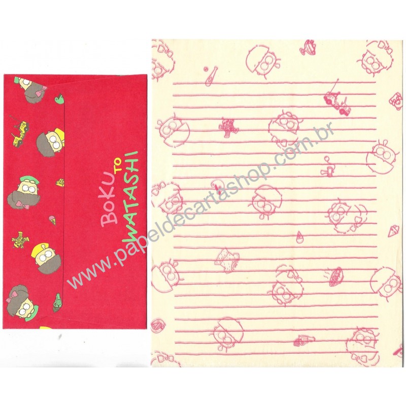 Conjunto de Papel de Carta Antigo Vintage Boku to Watashi Japan