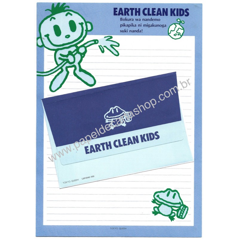 Conjunto de Papel de Carta Antigo Earth Clean Kids Tokyo Queen
