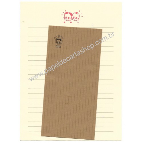 Conjunto de Papel de Carta Antigo Hokkun & Mokkun Japan