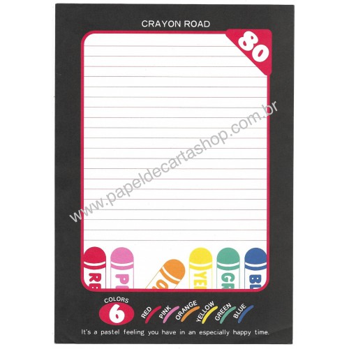 Conjunto de Papel de Carta Vintage Crayon Road Kokuyo Japan