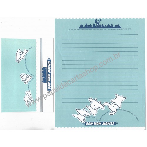 Conjunto de Papel de Carta Vintage Bow Wow Movies Japan