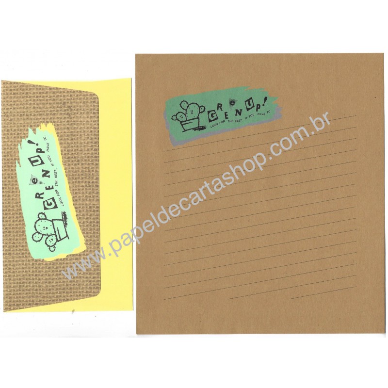 Conjunto de Papel de Carta Antigo Vintage Green Up CRA Japan