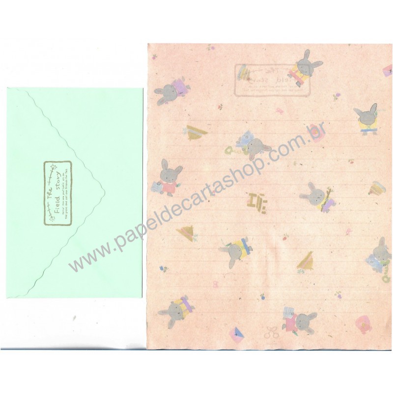 Conjunto de Papel de Carta Antigo Vintage The Field Story MIDORI 