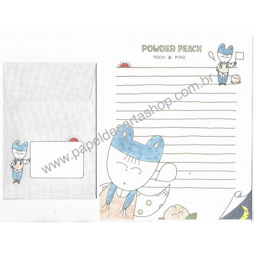 Conjunto de Papel de Carta Antigo Pochi & Piko Japan