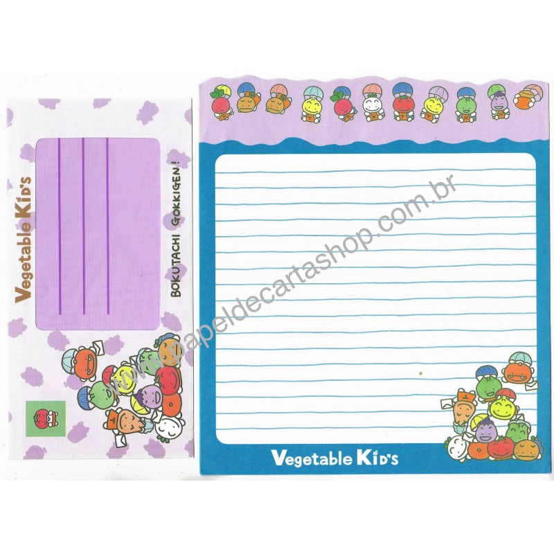 Conjunto de Papel de Carta Antigo Vegetable Kids SAN-X