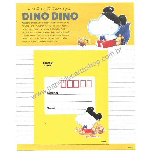 Conjunto de Papel de Carta Antigo Dino Dino Midori Japan