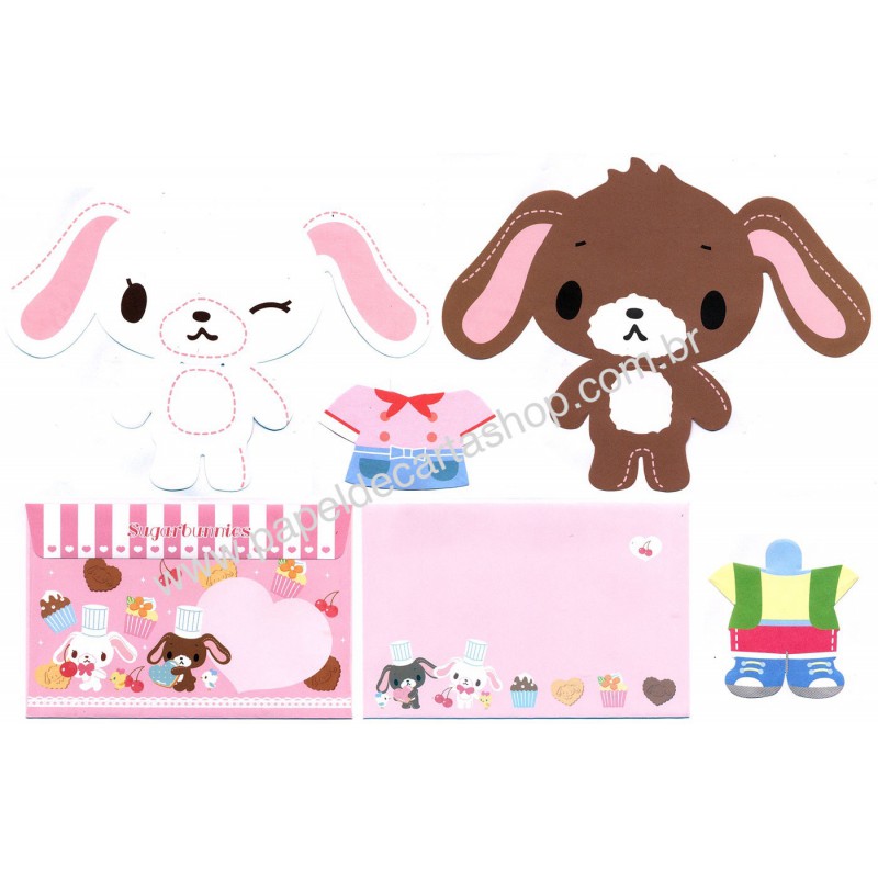 Ano 2010. Conjunto de Papel de Carta Sugarbunnies WDB Sanrio