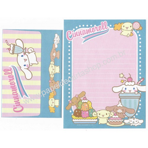 Ano 2004. Conjunto de Papel de Carta Cinnamoroll Milkshake Sanrio