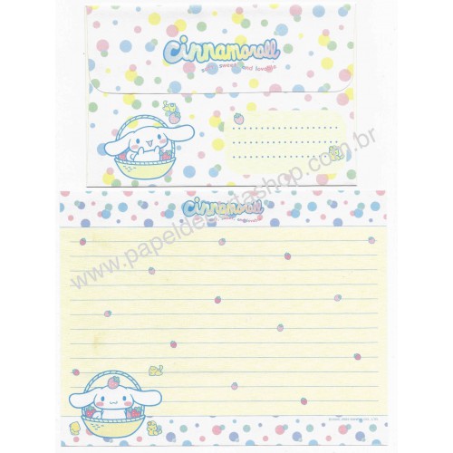 Ano 2004. Conjunto de Papel de Carta Cinnamoroll Strawberries Sanrio