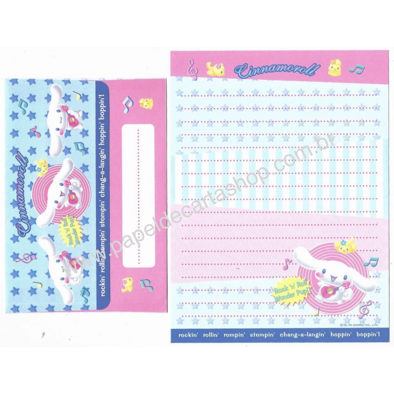 Ano 2005. Conjunto de Papel de Carta Cinnamoroll Wonder Pup Sanrio