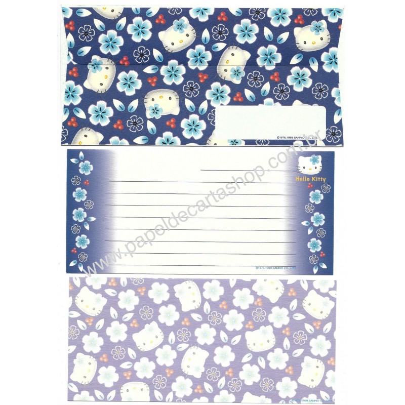 Ano 1999. Conjunto de Papel de Carta Hello Kitty Regional CAZ Sanrio