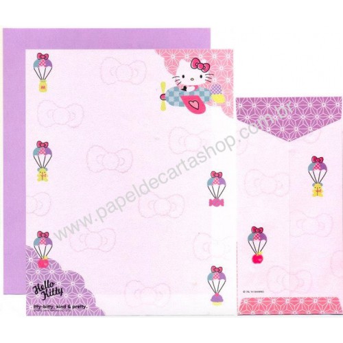 Ano 2014. Conjunto de Papel de Carta Hello Kitty Made In Japan (Airplane) Sanrio