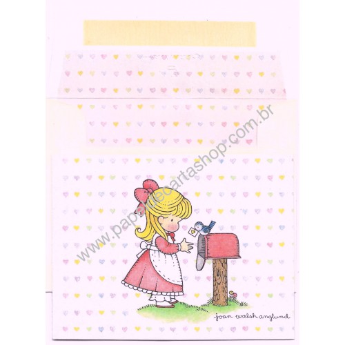 Notelette Antigo Importado Joan Walsh Anglund Rosa Hallmark