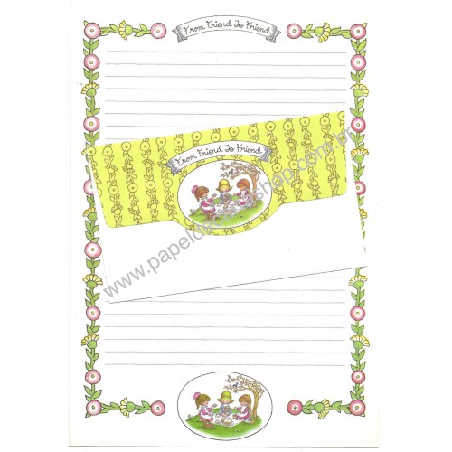Conjunto de Papel de Carta Antigo Joan Walsh Anglund Wolfpit Japan