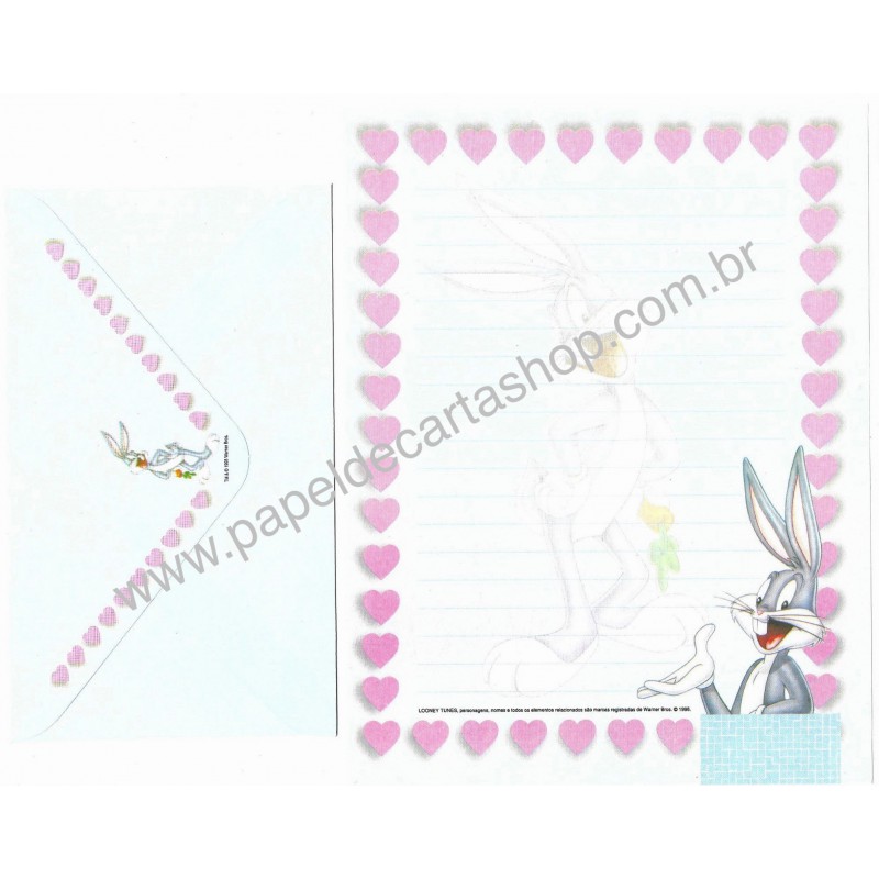 Conjunto de Papel de Carta Looney Tunes Pernalonga - Warner