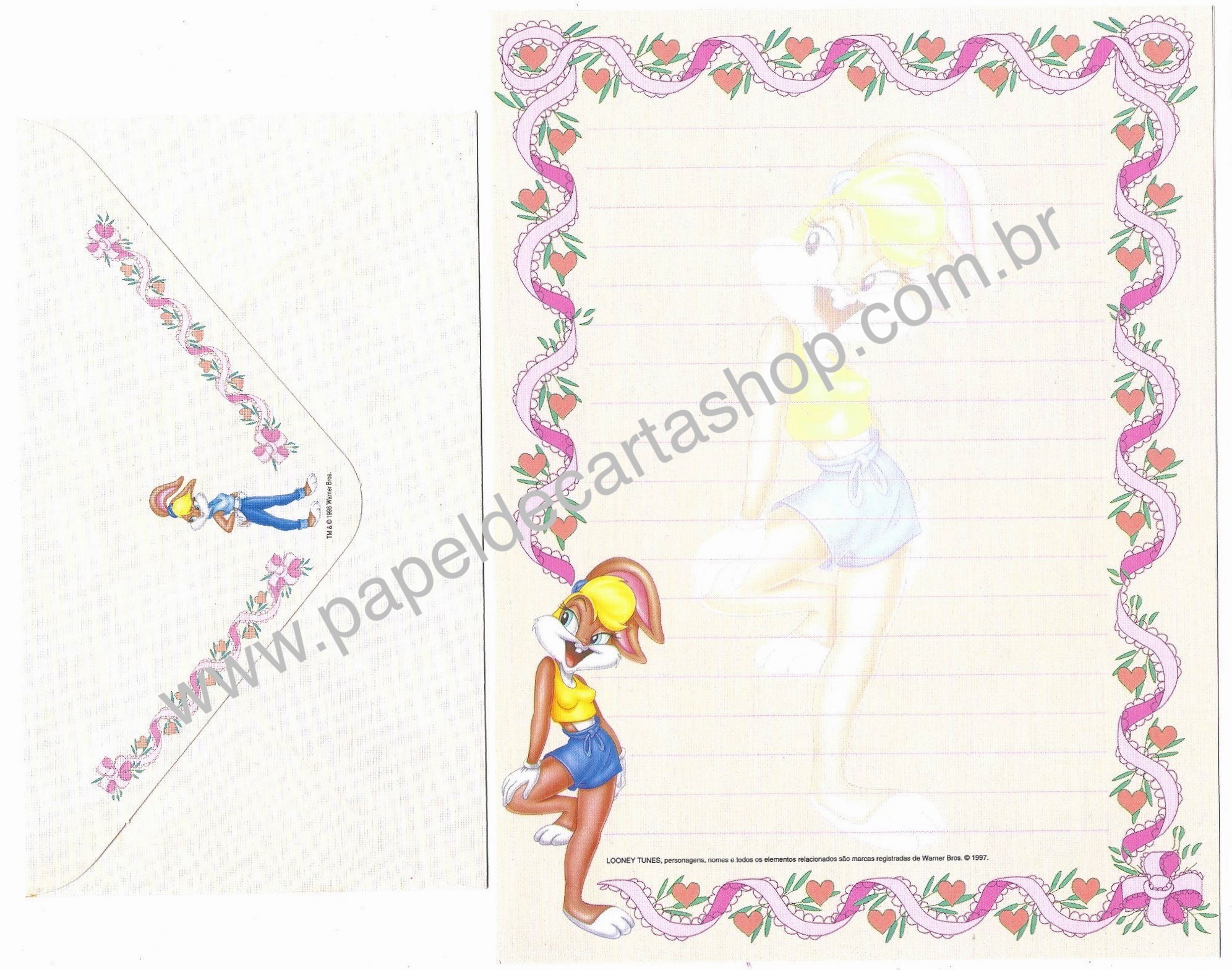 Conjunto de Papel de Carta Looney Tunes Personagens - Warner