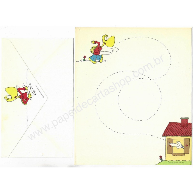 Ano 1980. Conjunto de Papel de Carta Turtle Hallmark