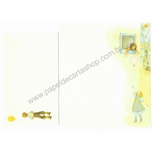 Conjunto de Papel de Carta Antigo Importado Balloon Hallmark