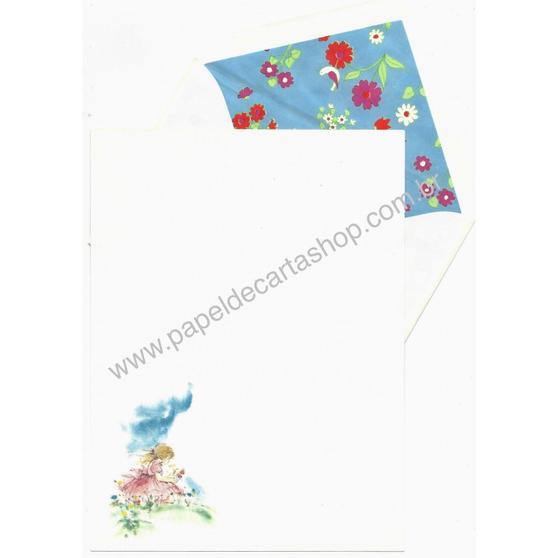 Conjunto de Papel de Carta Antigo Importado Blue CAZ