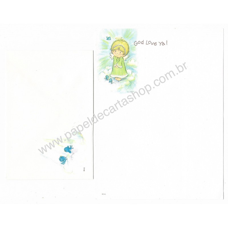 Conjunto de Papel de Carta Antigo Importado God Love Ya - American Greetings