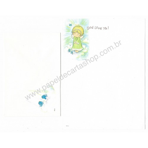 Conjunto de Papel de Carta Antigo Importado God Love Ya - American Greetings