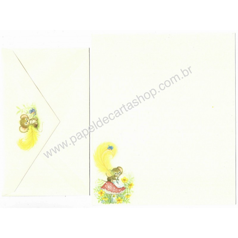 Conjunto de Papel de Carta Antigo Importado Mouse 4 - Hallmark