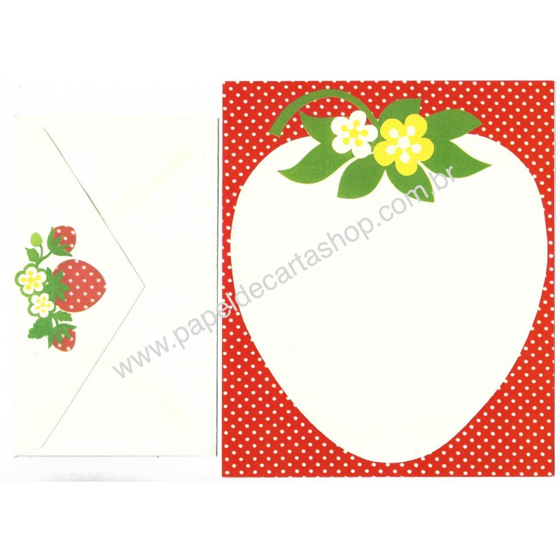 Conjunto de Papel de Carta Antigo Importado Strawberry Hmk