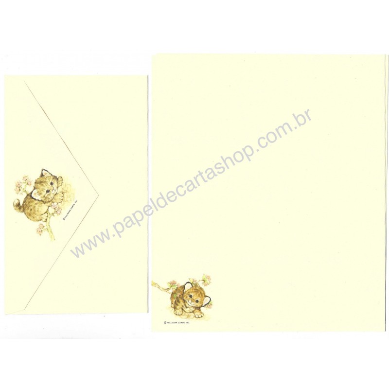 Conjunto de Papel de Carta Antigo Importado Tiger Hallmark