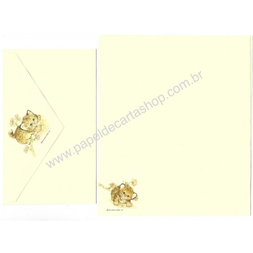 Conjunto de Papel de Carta Antigo Importado Tiger Hallmark