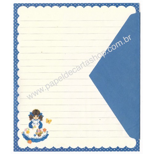 Conjunto de Papel de Carta ANTIGO Lady in Blue